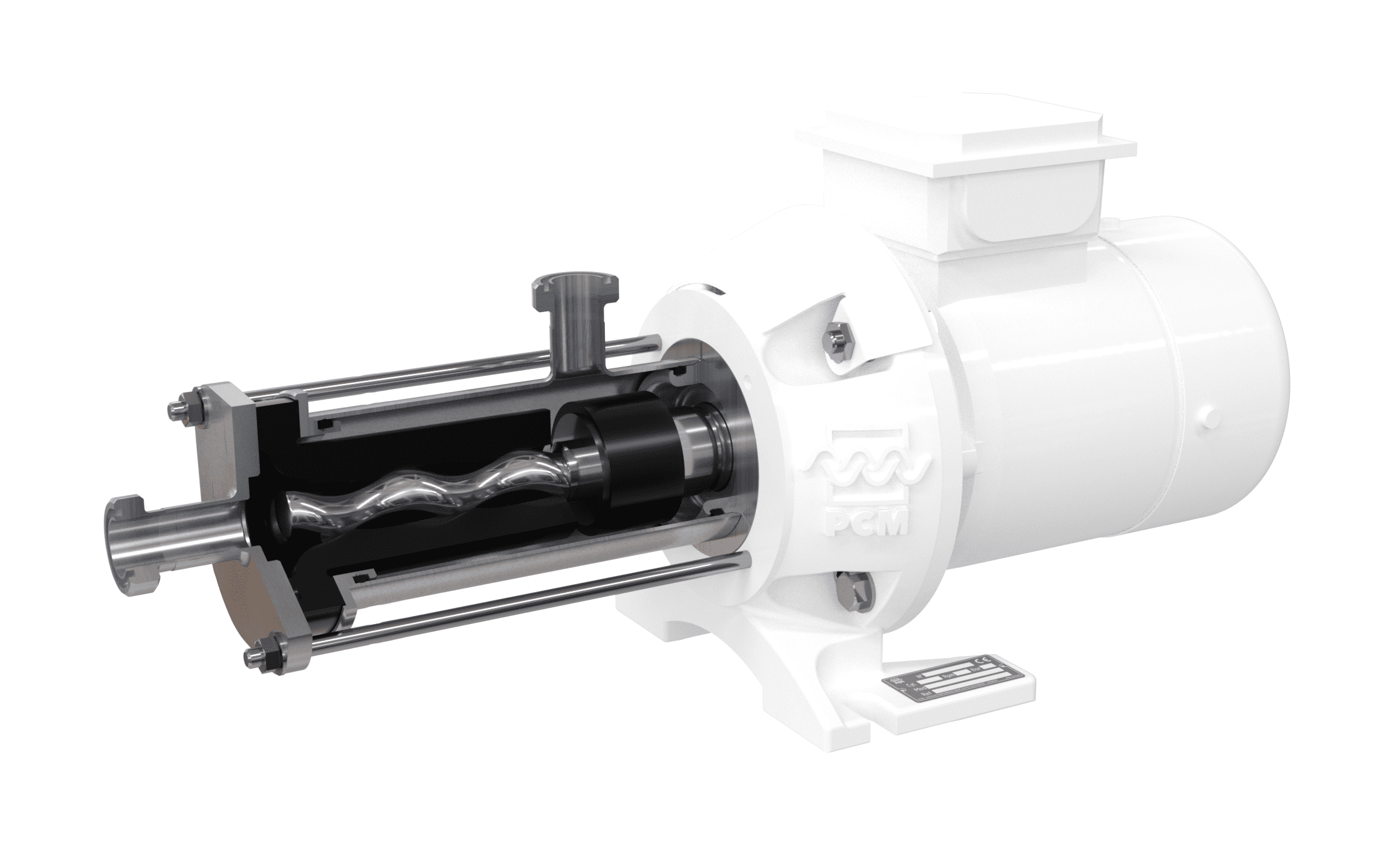 Photo of PCM EcoMoineau™ CF stainless steel progressive cavity pump open