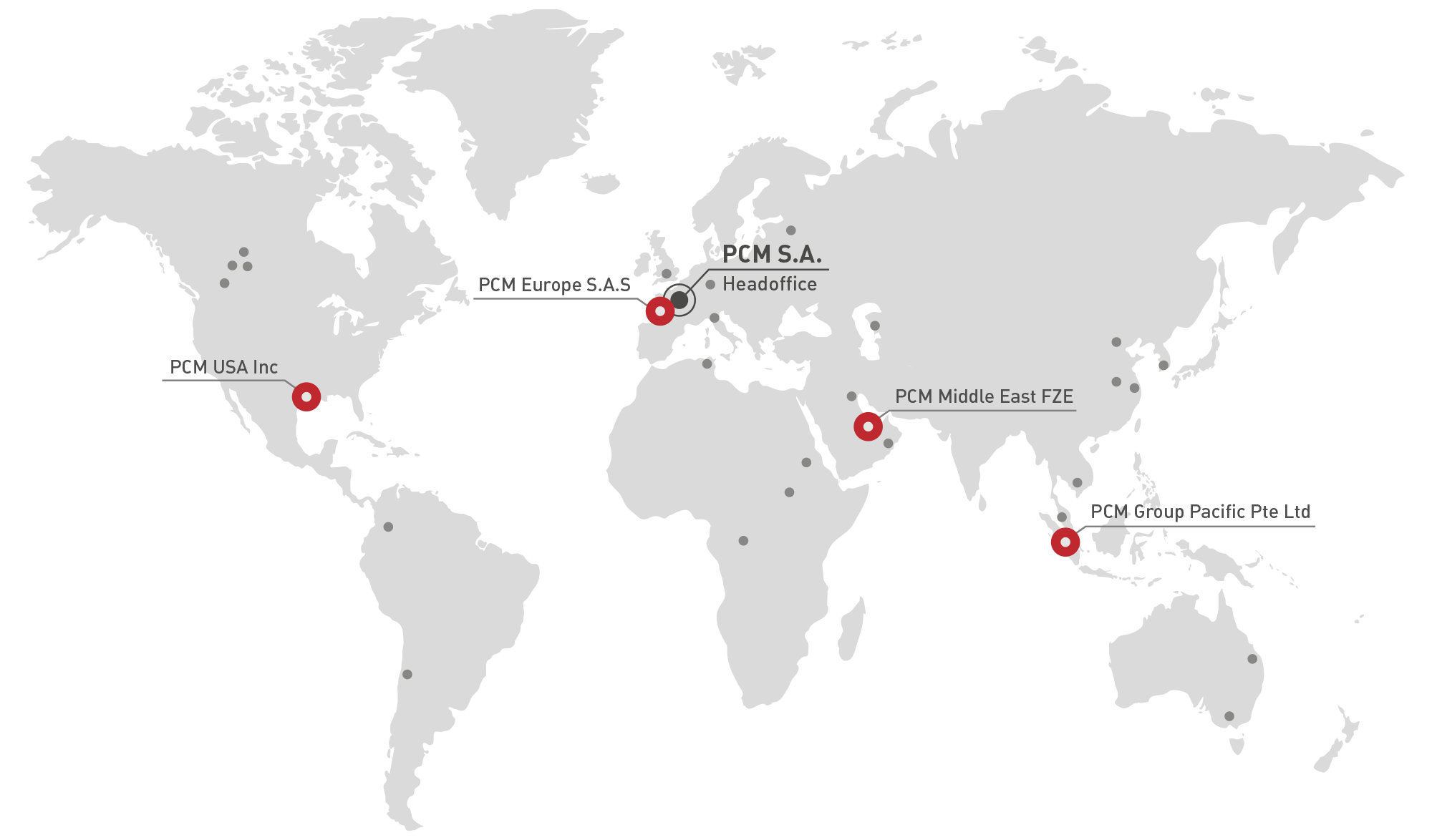 Mappa contatti PCM nel mondo